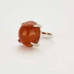 Bague or blanc spessartite