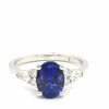 Bague or blanc, Tanzanite 2, 23 Carats, Diamants 0, 14 Carat
