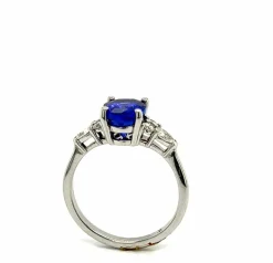 Bague or blanc, Tanzanite 2, 23 Carats, Diamants 0, 14 Carat
