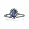 Bague or blanc Tanzanites et Diamants