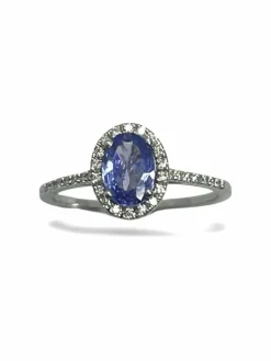Bague or blanc Tanzanites et Diamants