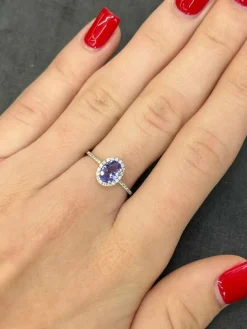 Bague or blanc Tanzanites et Diamants