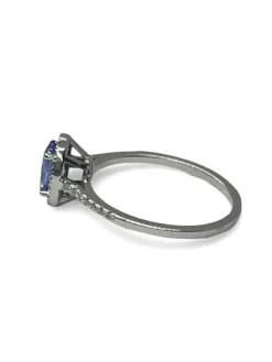 Bague or blanc Tanzanites et Diamants