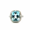 Bague or blanc topaze bleue et diamants