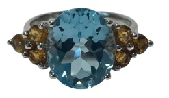 Bague Or blanc Topaze Citrine