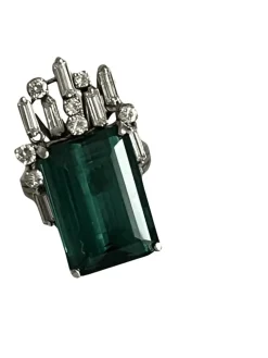 Bague Or blanc Tourmaline Diamants