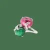 Bague or blanc tourmalines cabochons et diamants