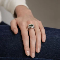 Bague or blanc, tourmaline
