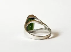 Bague or blanc tourmaline verte