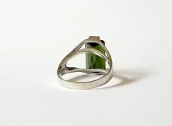 Bague or blanc tourmaline verte