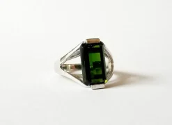 Bague or blanc tourmaline verte