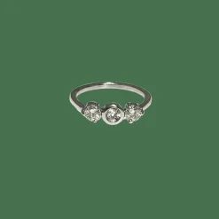 Bague or blanc trilogie diamants