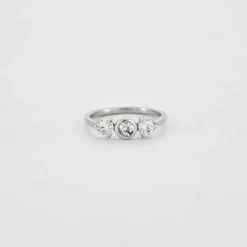 Bague or blanc trilogie diamants
