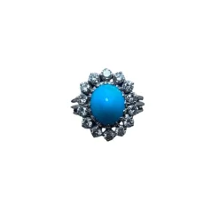 Bague or blanc turquoise diamants
