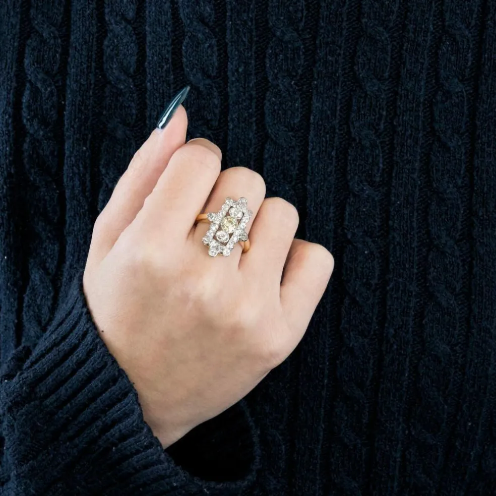 Bague or deux tons et diamants