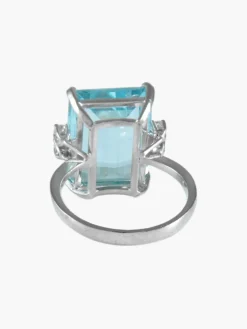 BAGUE OR, DIAMANTS & AIGUE-MARINE