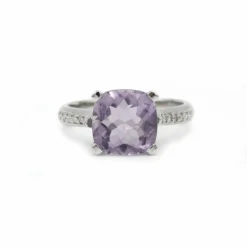 Bague or diamants améthyste