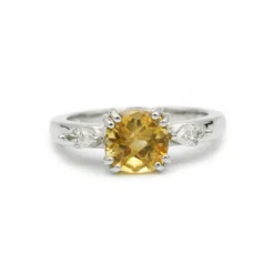 Bague or diamants citrine