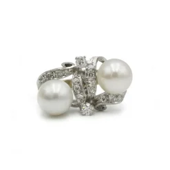 Bague or, diamants et perles