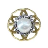 Bague or et argent perle fine et diamants