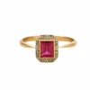 BAGUE OR ET PIERRE ROSE