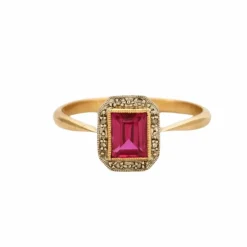 BAGUE OR ET PIERRE ROSE