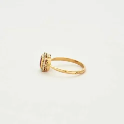 BAGUE OR ET PIERRE ROSE