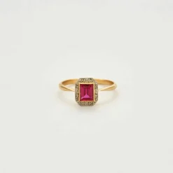 BAGUE OR ET PIERRE ROSE