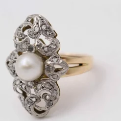 Bague or et platine vintage des années 1920