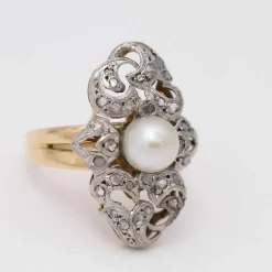 Bague or et platine vintage des années 1920