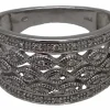 Bague Or Gris & Diamants Style Vintage