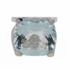 Bague Or gris Aigue-Marine