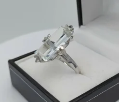 Bague Or gris Aigue-marine