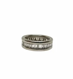 Bague or gris, alliance diamants tour complet