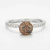 Bague or gris diamant fancy brown et diamants incolores