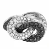 Bague Or Gris, Diamants Blancs et Noirs