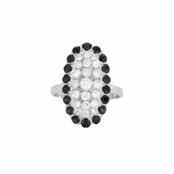 Bague or gris diamants et saphirs
