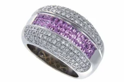 Bague or gris diamants saphirs