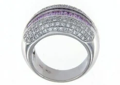 Bague or gris diamants saphirs