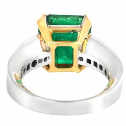 Bague Or Gris, Emeraude de Zambie et Diamants