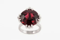 Bague or gris et grenat purple