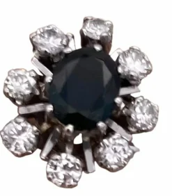 Bague or gris Marquise saphir & diamants