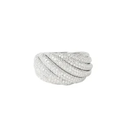 Bague or gris pavée de diamants