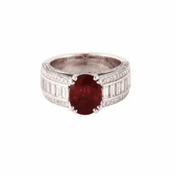 Bague Or Gris Rubis & Diamants