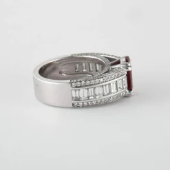Bague Or Gris Rubis & Diamants