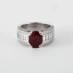 Bague Or Gris Rubis & Diamants