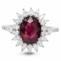 Bague or gris rubis diamants