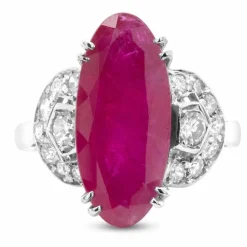 Bague or gris rubis diamants
