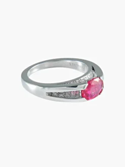 BAGUE OR GRIS RUBIS ET DIAMANTS