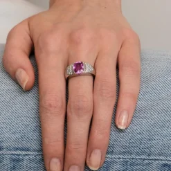 Bague Or Gris Saphir & Diamants